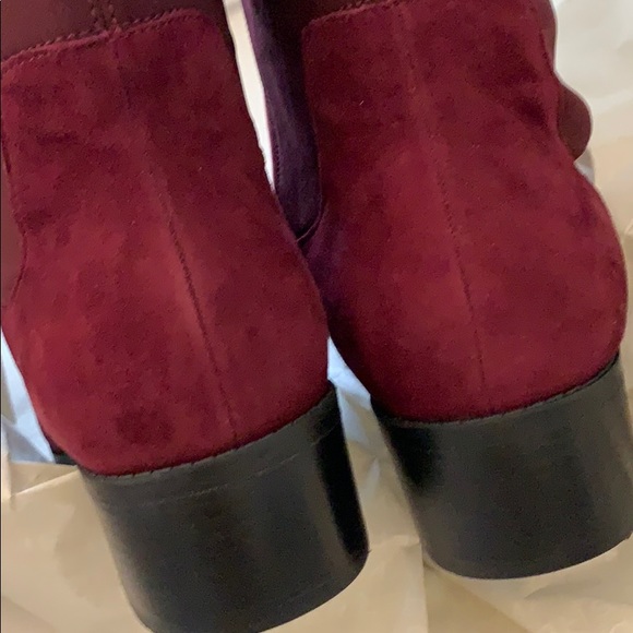 NIB Burgundy wine / Dark red suede knee high boots - Picture 3 of 11